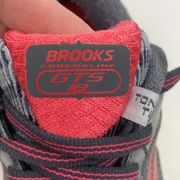 Brooks Adrenaline GTS 18 Running Shoe Size 8 Gray Pink lace up Athletic Sneaker - Picture 11 of 13